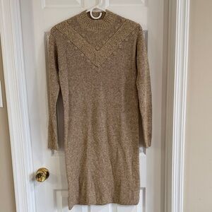 NWT LOFT Marled Tan Knit Sweater Dress